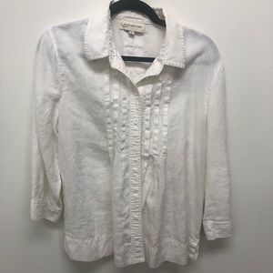 Jones New York Sport white linen blouse